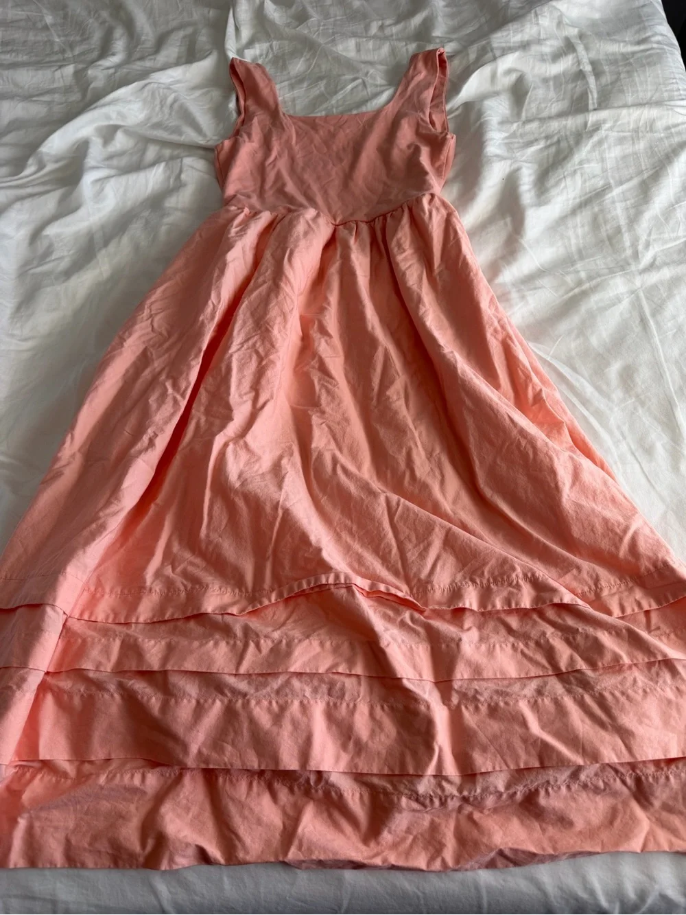 J Crew Peach Colored Dropped Waist Sleeveless Midi Dress